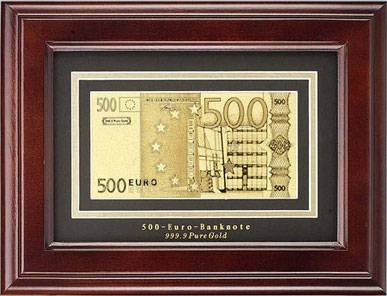 яПодарочная банкнота "La Banconota Dorata". Панно HB-045 "Банкнота 500 EURO"