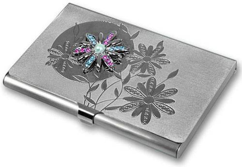 яV98-0335 Визитница со стразами Jardin D`ete (ромашки)
