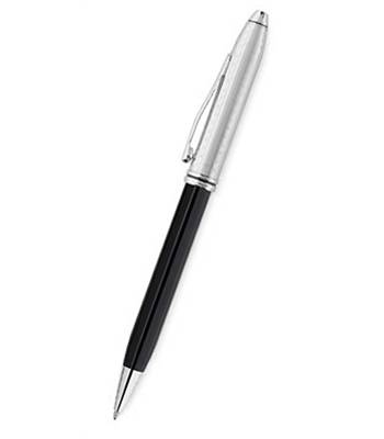 яШариковая ручка Cross Townsend Black Lacquer/Engraved Rhodium Plated (AT0042-7)