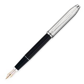 яПерьевая ручка Cross Townsend Black Lacquer/Engraved Rhodium Plated (AT0046-7FD)