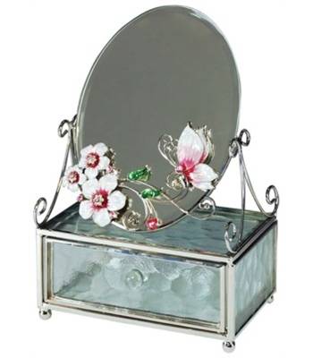 яHS-22368E JARDIN D`ETE Зеркало с шкатулкой "Розовая глазурь"(13х6х20см)