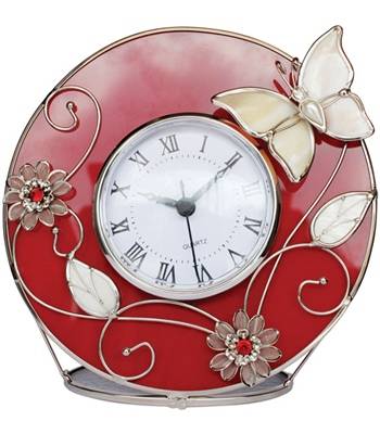 яHS-22787F JARDIN D`ETE Часы круглые "Красный глянец"16,5 х 4 х 16,5 см