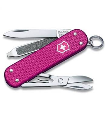 яНож-брелок Victorinox 0.6221.L25 Alox, 58мм, розовый супертонкий