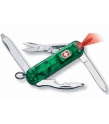 яНож-брелок Victorinox 0.6366.T4 Midnite Manager Emerald, 58мм, полупрозр.зелен. с фонар. и ручкой