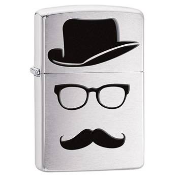 яЗажигалка Zippo 28648 Moustache & Hat Brushed Chrome