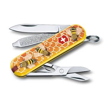 яНож-брелок Victorinox 0.6223.L1702 Classic "Honey Bee" 58мм