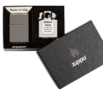 Подарочный набор Zippo 29789 зажигалка Black Ice® и вставной блок для трубок