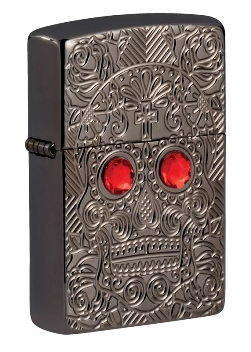 Зажигалка Zippo 49300 Armor™ Crystal Skull Design с покрытием High Polish Black Ice®